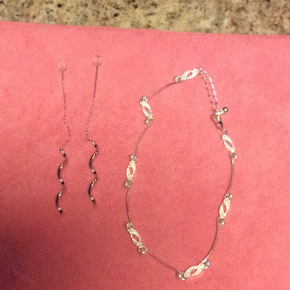 Silver Bracelet and Earring Set